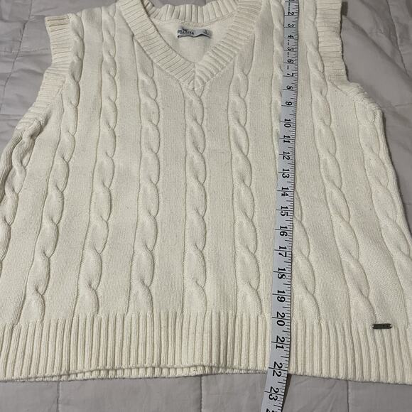 Hollister Sweater Vest Women Small Ivory V-Neck Sleeveless Knit Layering Ivy - Picture 4 of 7